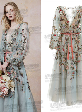 V领显瘦敬酒服marchesa2023女日常短裙订婚生日宴酒会礼服中长裙