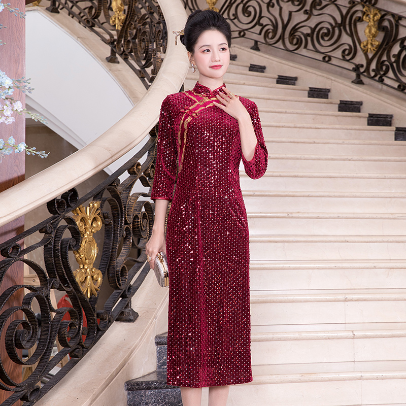 多丽琦宫廷风宴会旗袍裙轻奢大气