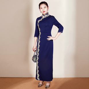 多丽琦2025秋冬新款改良旗袍女新中式年会主持人连衣裙高档晚礼服