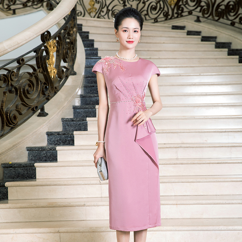 多丽琦优雅宴会连衣裙修身显瘦