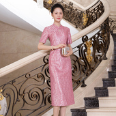 多丽琦新式 连衣裙婚宴喜妈妈轻奢高端气质宴会蕾丝 改良旗袍年轻款