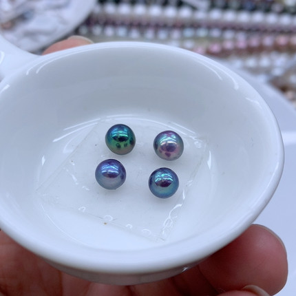 6-7炫彩极光天然色圆巴对珠