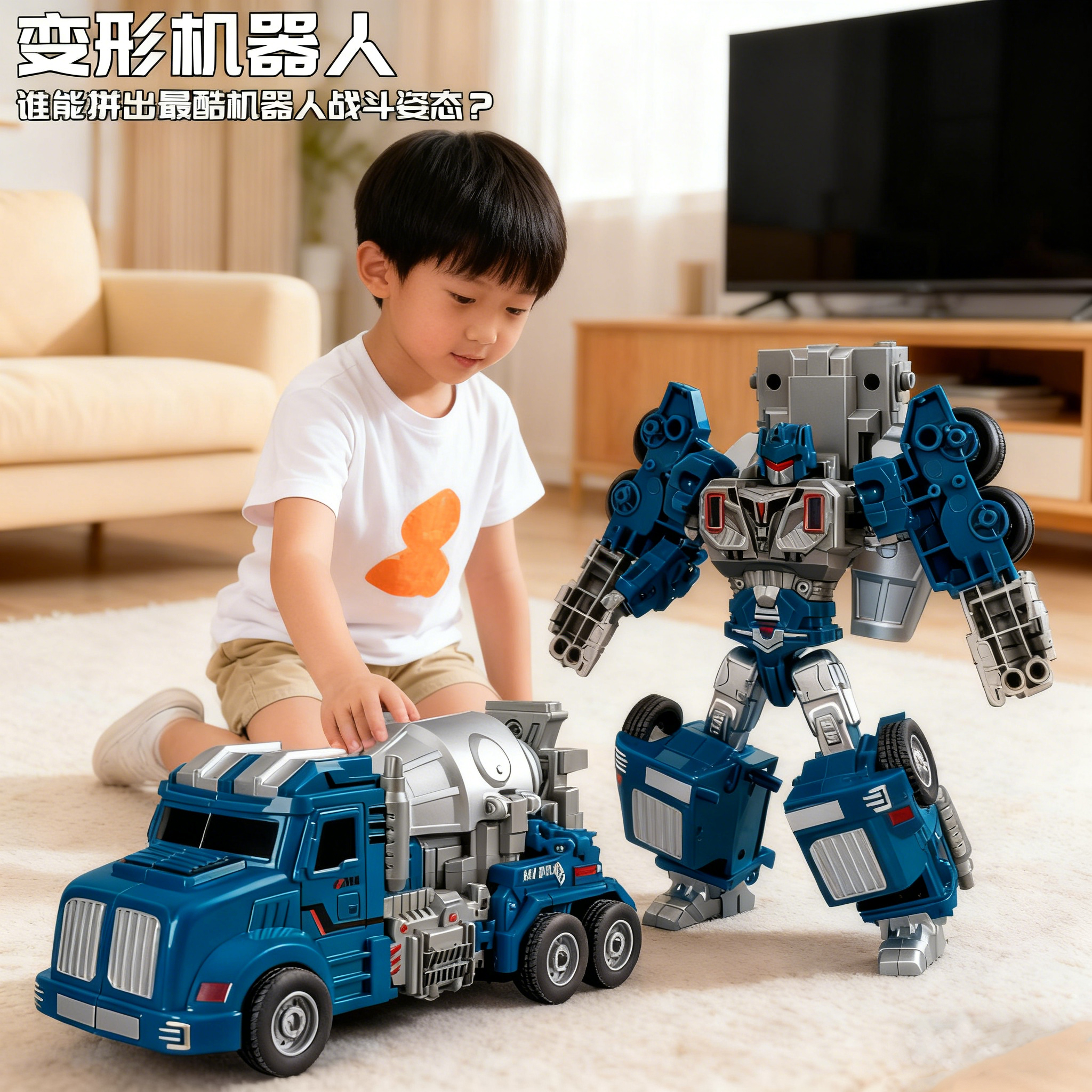 仿真惯性卡车工程车模型酷炫搅拌车变形机器人男孩礼物儿童小玩具