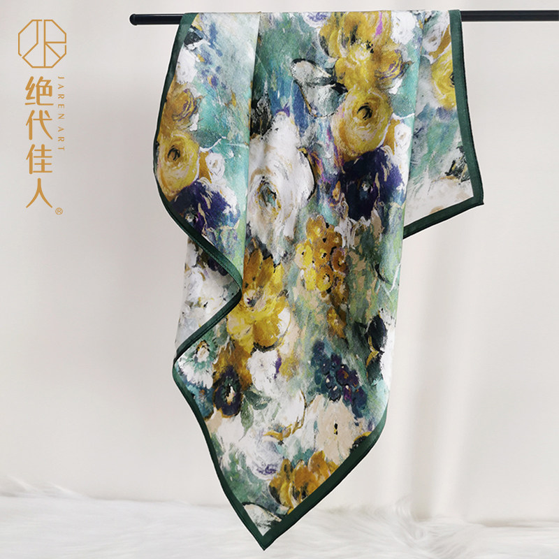 绝代佳人真丝丝巾缎面小方巾女春夏季新品领巾高级感礼物时尚设计