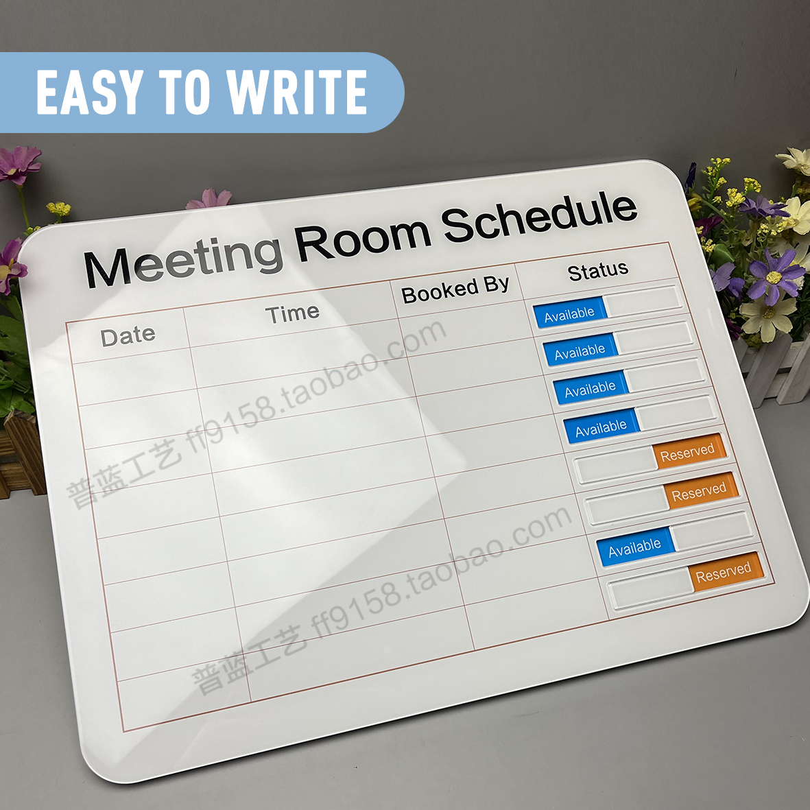 meeting room schedule 会议室预约时间牌可手写英文版空闲会议中