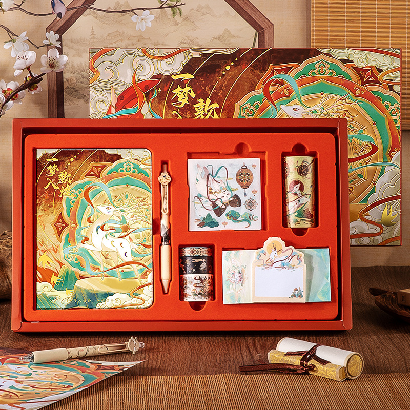 国潮手账本套装学生笔记本书签礼盒男生女生学生生日礼物套装