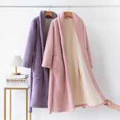 珊瑚绒睡衣浴袍 加厚加绒女款 家居保暖睡袍女冬季 长袍冬天女士长款