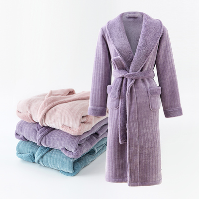 秋冬季女睡衣套装加厚加绒女士雪尼尔裤子法兰绒长袖睡袍家居服