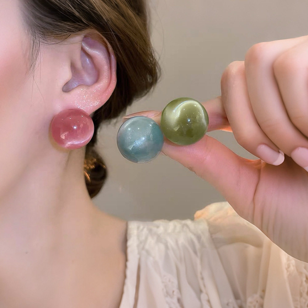 多巴胺彩色晕染猫眼圆形耳钉气质立体冰透感扁圆糖果色耳环马卡龙,金属材料及制品,金属结构件,淘宝优惠券,粉丝福利购,淘宝优惠卷