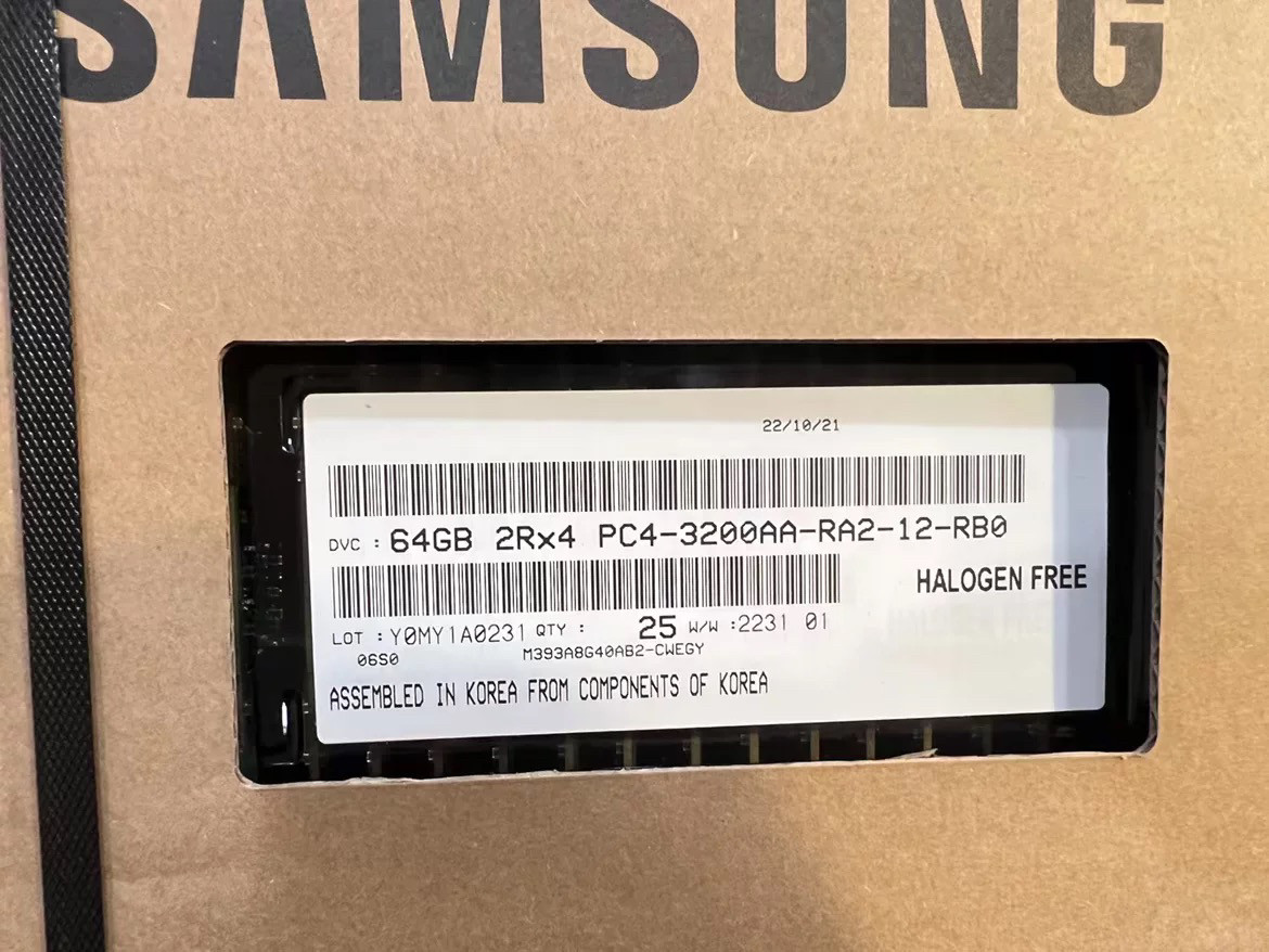 三星 DDR4 64GB 2RX4 3200 RDIMM服务器内存M393A8G40CB4-CWE