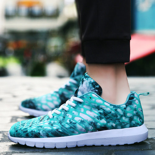 时尚韩版迷彩网布男士跑步休闲鞋