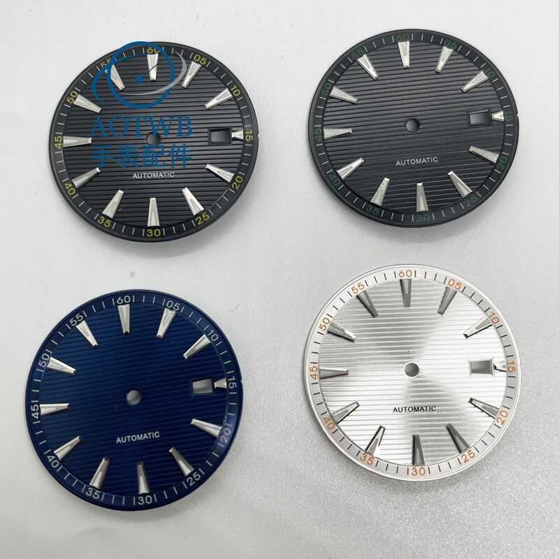 手表配件33.2 mm蓝/黑/银白色 字面夜光表盘 适合nh35 nh36机芯