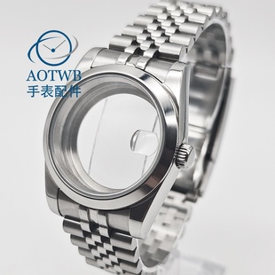 ETA2824 表壳银色斜边表壳五铢带NH35 Miyota8215 39mm手表改装