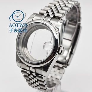 ETA2824 39mm表壳银色圆边表壳五铢带NH35 Miyota8215 手表改装