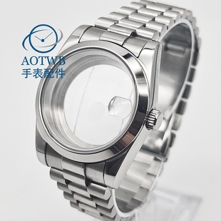 ETA2824 表壳银色斜边表壳总统带NH35 Miyota8215 39mm手表改装