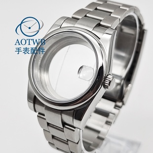 PT5000 39mm表壳银色圆边表壳中沙带NH35 Miyota8215 手表改装