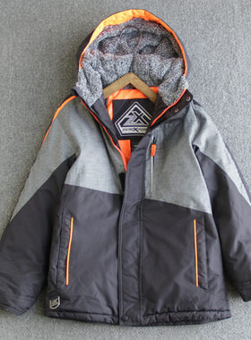 冬季拼色连帽休闲童装上衣滑雪服