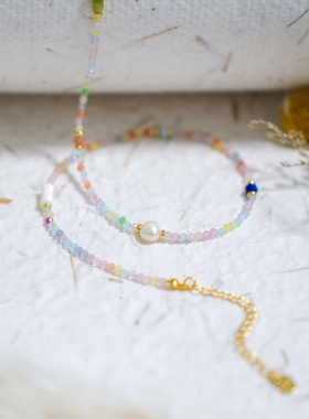 天然原创设计夏日糖果细锁骨链