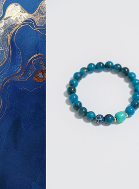 「松珺」天然蓝晶石绿松石景泰蓝新中式国风气质手串小众串珠手链