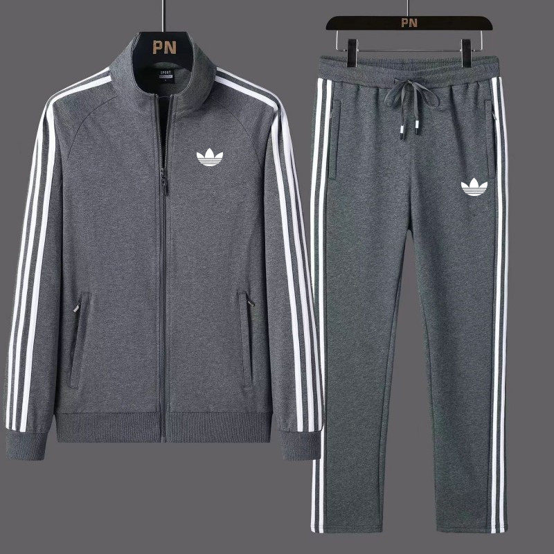 春秋运动三叶草休闲套装新款男士纯棉开衫卫衣透气长裤跑步服两件