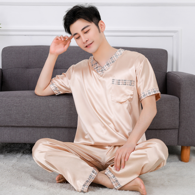 夏季丝绸睡衣家居服套装