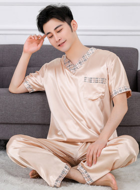 夏季丝绸睡衣家居服套装