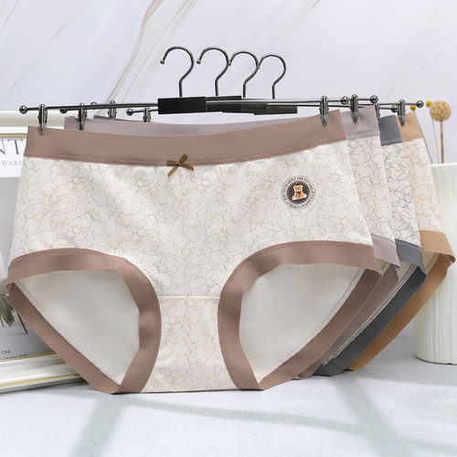 110-140斤女士纯棉中腰印花妈妈大码内裤柔软舒适裤头棉质三角裤
