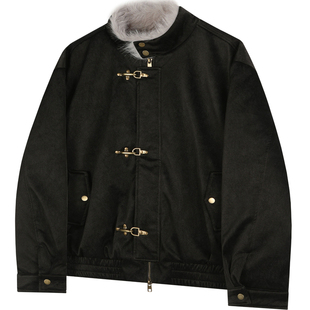 染尖托卡长毛飞机扣哈灵顿珠光皮衣座山雕棉服男青年保暖外套