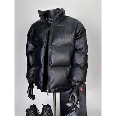 cleanfit黑色皮面钢印羽绒棉服男