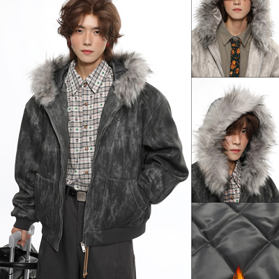 冬季座山雕加绒加厚连帽棉衣