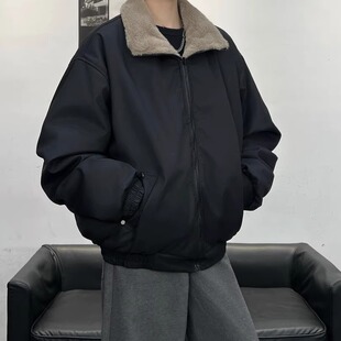 冬装哈林顿双面穿座山雕棉服男女秋冬加厚情侣款cleanfit复古棉衣