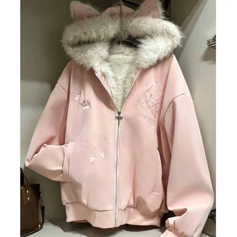 设计感加厚毛绒刺绣猫耳座山雕棉衣棉服冬季保暖棉衣男连帽外套潮,女装/女士精品,棉衣/棉服,淘宝优惠券,粉丝福利购,淘宝优惠卷