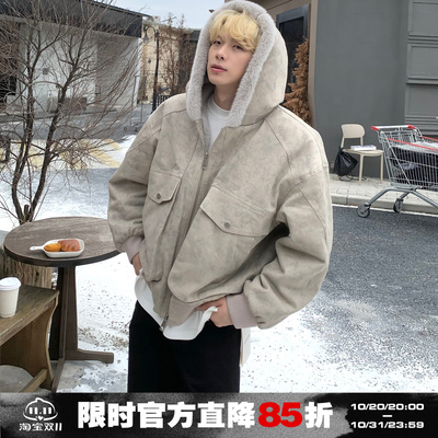 冬季保暖连帽棉服男女加绒加厚