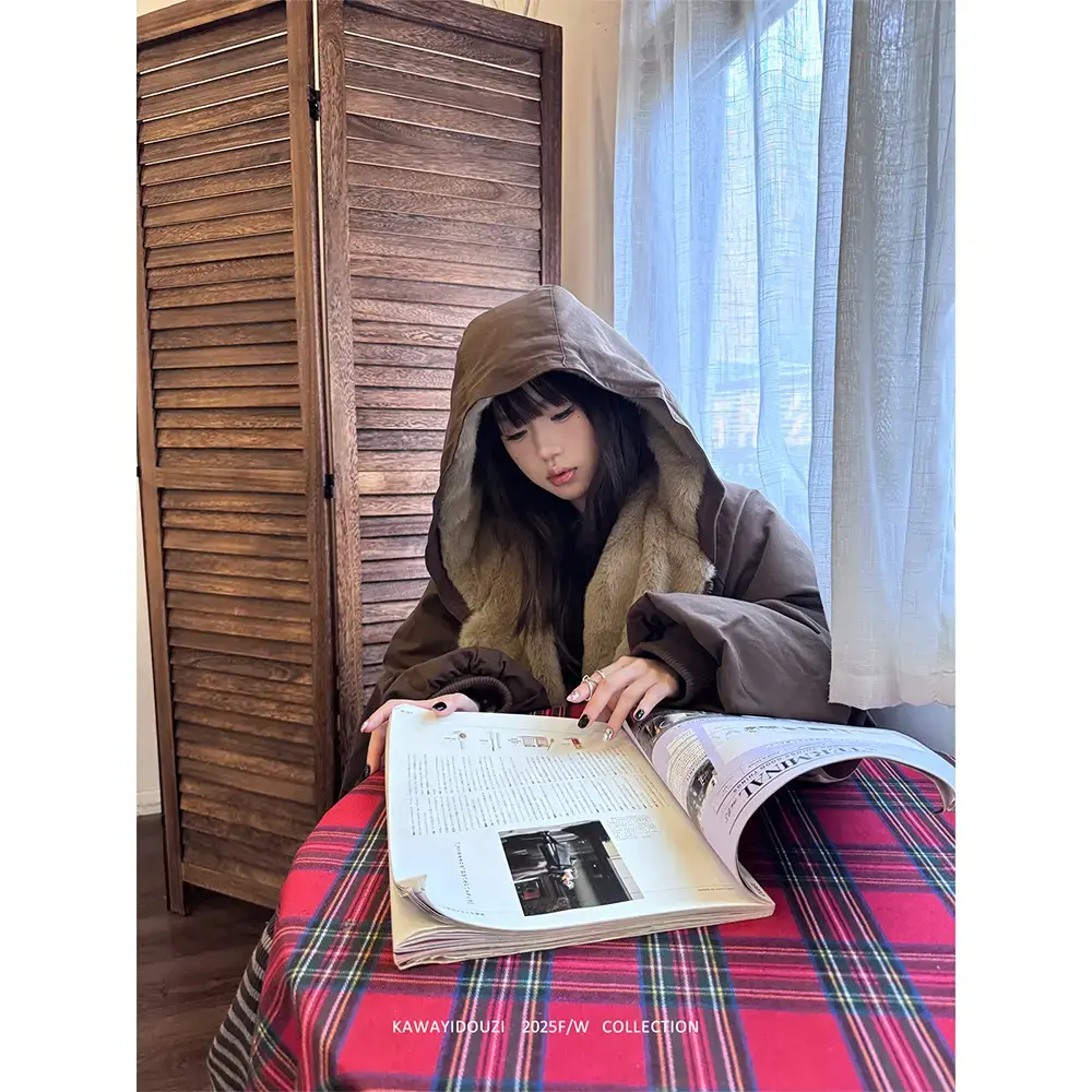 连帽座山雕双面穿棉衣