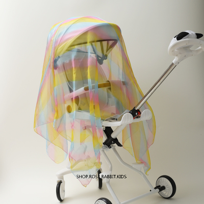 婴儿车纱巾宝宝出行防尘挡蚊虫围巾男女儿童柔软透气丝巾