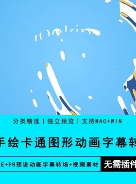 PRAE模板2D手绘液体流动卡通图形动画字幕转场视频素材预设