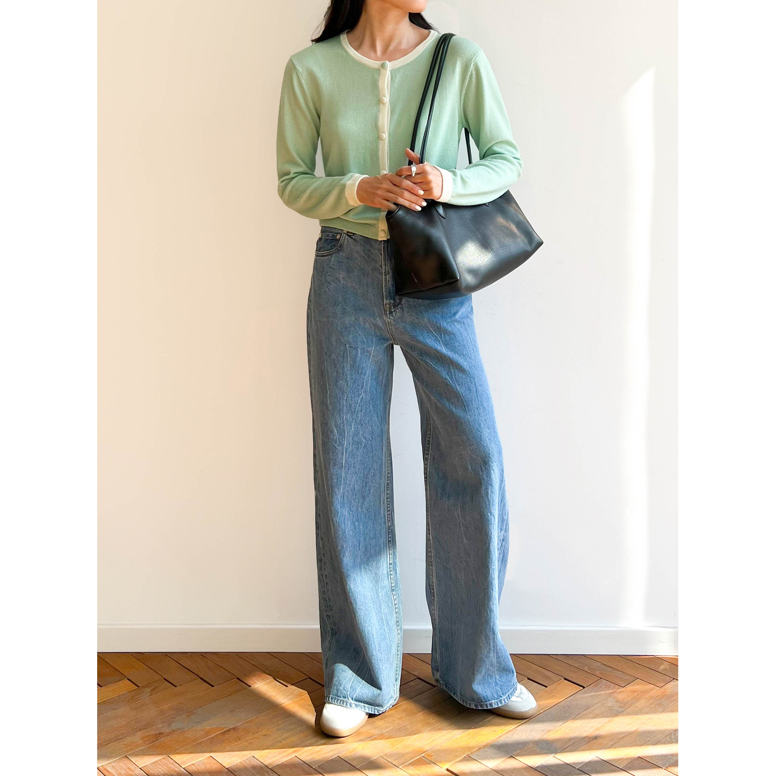 【秒杀不退不换】Plain Sight 蓝色中腰阔腿扎洗牛仔裤,女装/女士精品,牛仔裤,淘宝优惠券,粉丝福利购,淘宝优惠卷