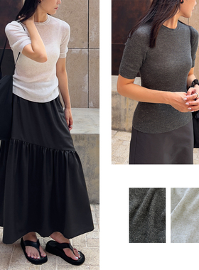 （2色) Plain Sight 意大利进口BC纱线 短袖亮丝针织衫