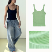 2色 Plain Sight 新春｜ 薄荷绿 藏蓝真丝吊带针织背心