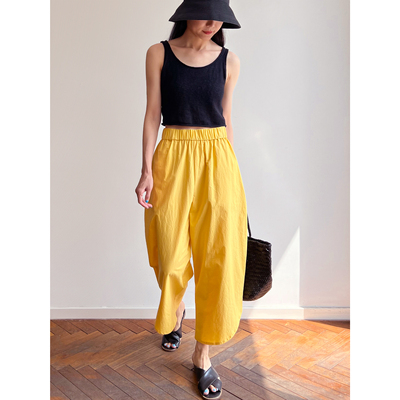 Plain Sight 小鸡黄、蜜桃粉全棉宽腿九分裤