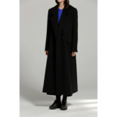新春｜Plain Sight 黑色全羊绒戗驳领H型长大衣
