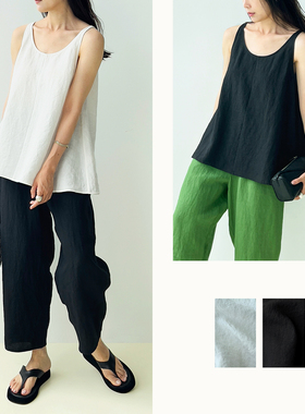 （2色）Plain Sight 白色、黑色亚麻苎麻伞形背心