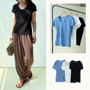 白色补单 Plain Sight 白色、黑色、蓝色全棉圆领基础短袖T恤