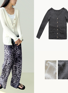 (2色）Plain Sight 白色、灰色全棉V领针织开衫