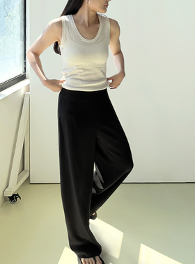 Plain Sight 黑色通勤修身微阔长裤