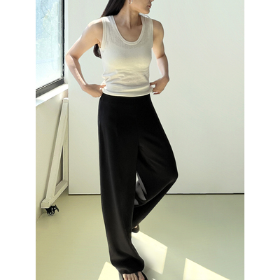 限时福利｜Plain Sight 黑色通勤修身微阔长裤