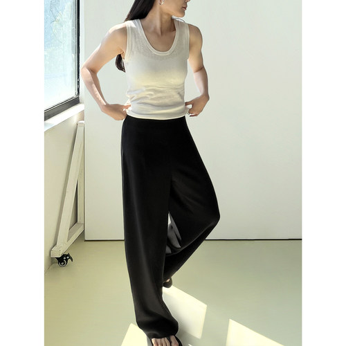 限时福利｜Plain Sight 黑色通勤修身微阔长裤