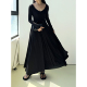 新春｜Plain Sight 黑色再生纤维优雅V领插片大摆连衣裙