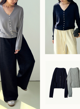 (2色) Plain Sight 天空灰、藏蓝V领羊毛针织开衫