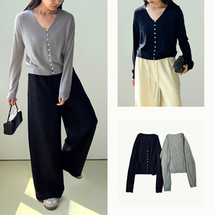 (2色) Plain Sight 天空灰、藏蓝V领羊毛针织开衫